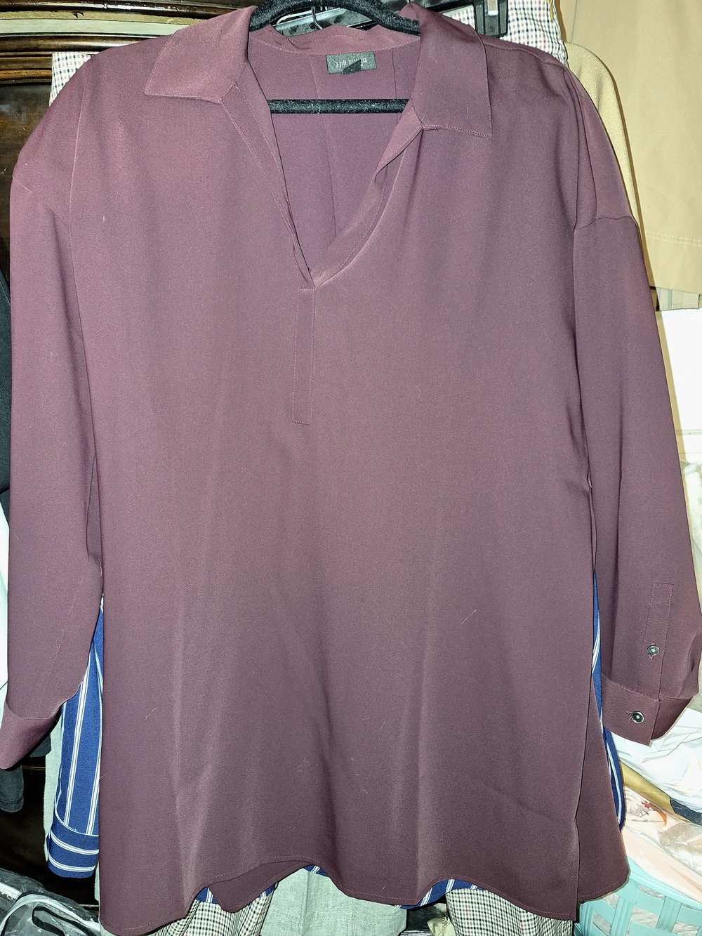J. Jill Women's Maroon  Button-Down Tunic in Deep Burgundy. Size L
